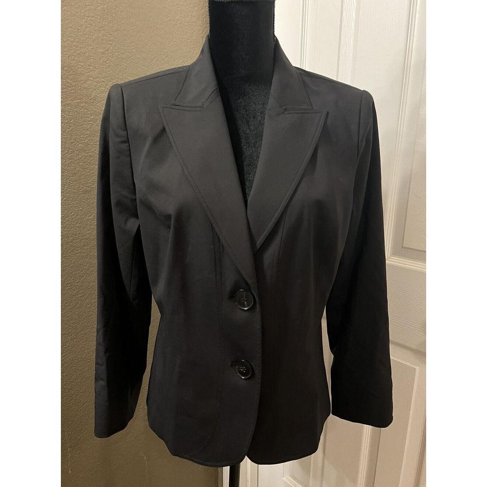 Lafayette 148 New York Blazer Black Virgin Wool Blend Two Button Blazer Size‎ 10